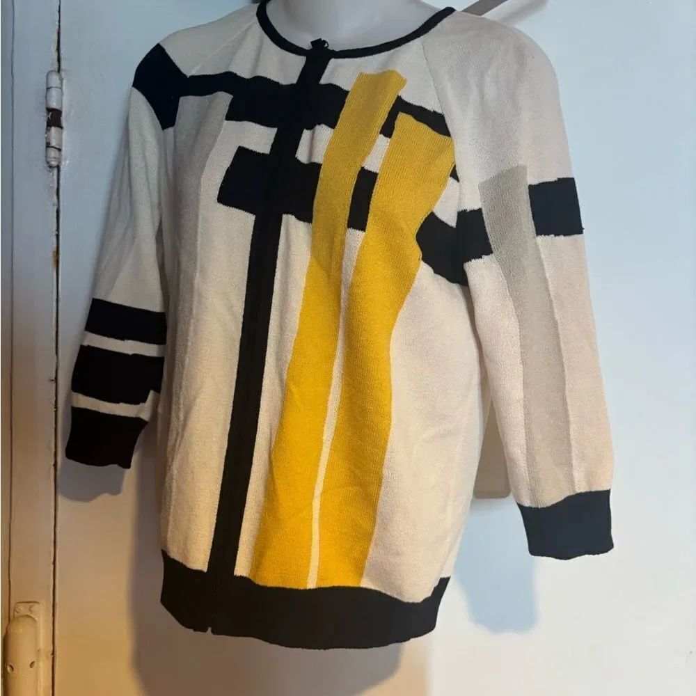 St. John Sport dress suit top abstract blouse Sweater & Tank cardigan bright